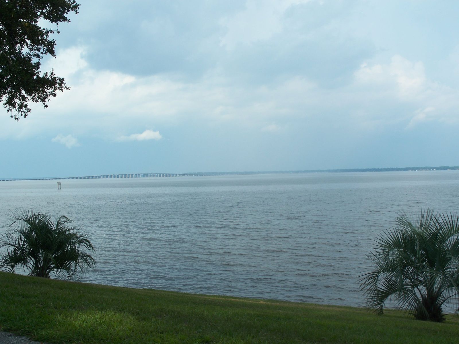 Looking across the St. Johns River from Orange Park, Florida, toward the Buckman Bridge